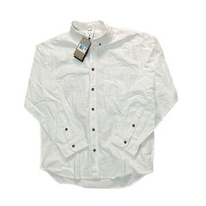 Nike Life Long Sleeve Oxford Button Down Shirt White Size Medium